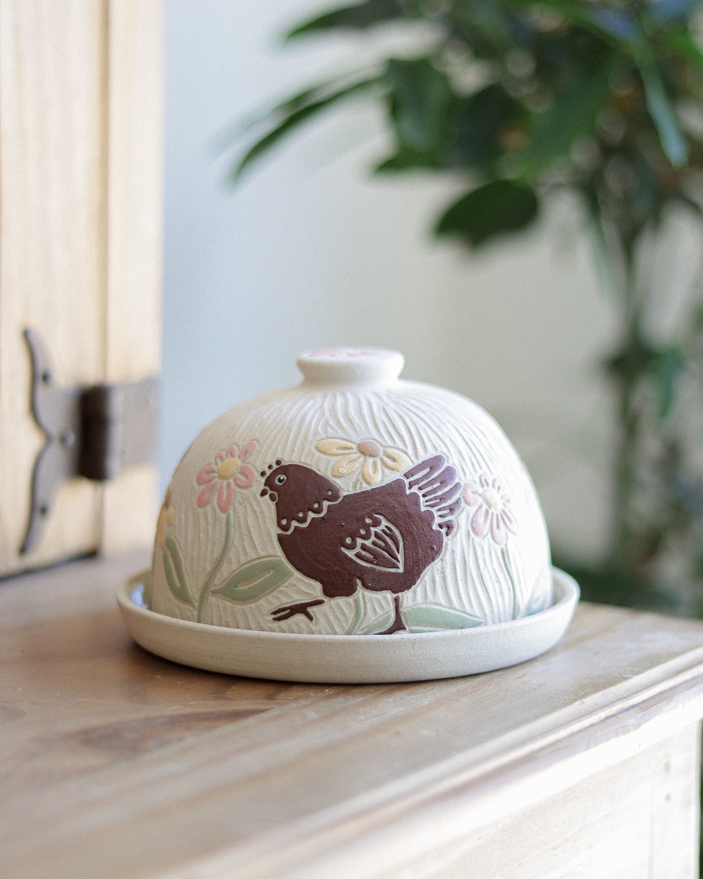 Chickens & Flowers Butter Dish #1