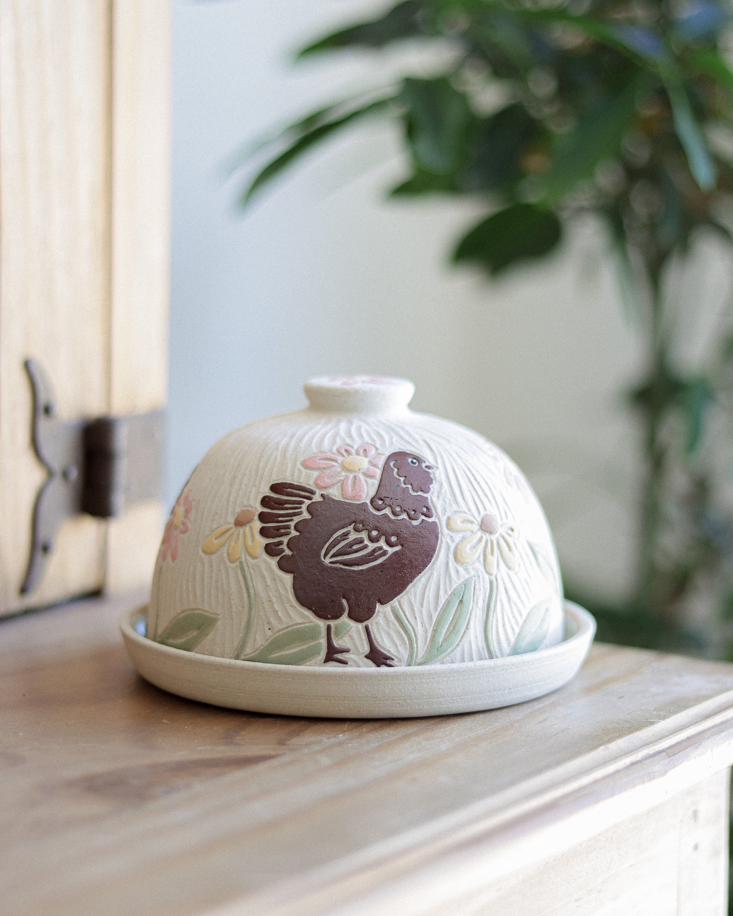 Chickens & Flowers Butter Dish #1