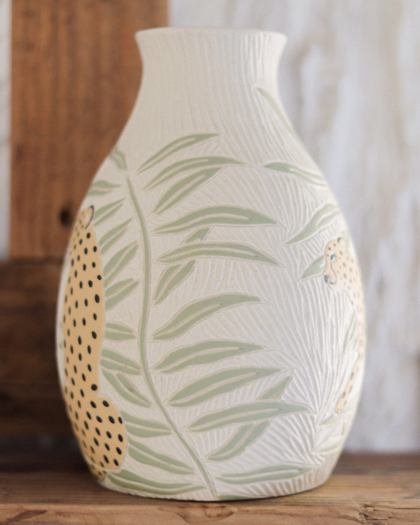 Cheetahs & Palm Leaves Vase