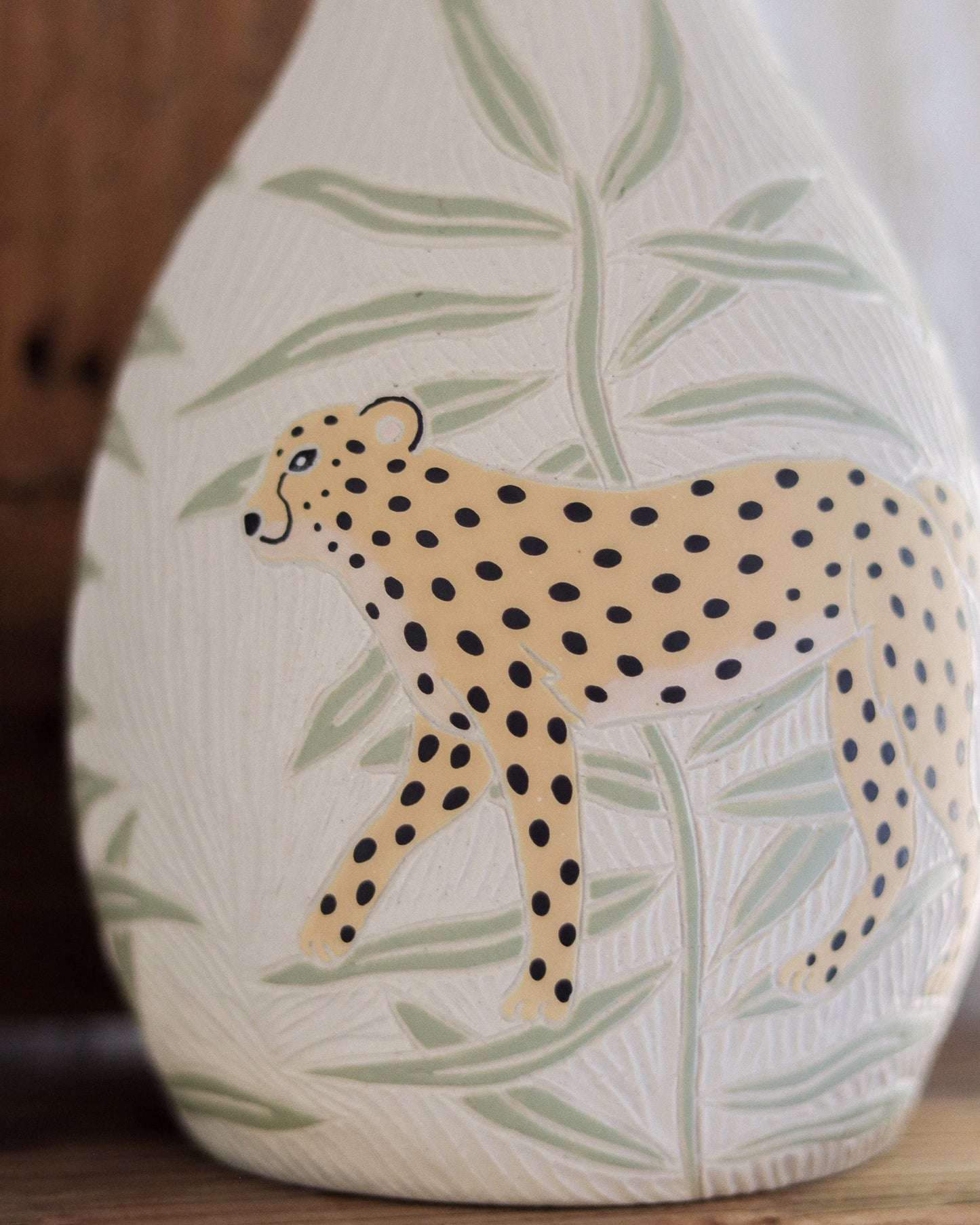 Cheetahs & Palm Leaves Vase