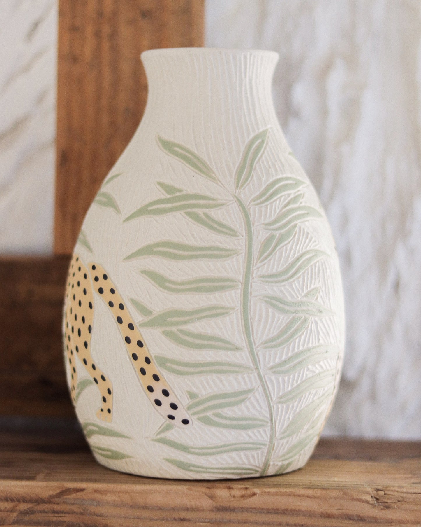 Cheetahs & Palm Leaves Vase