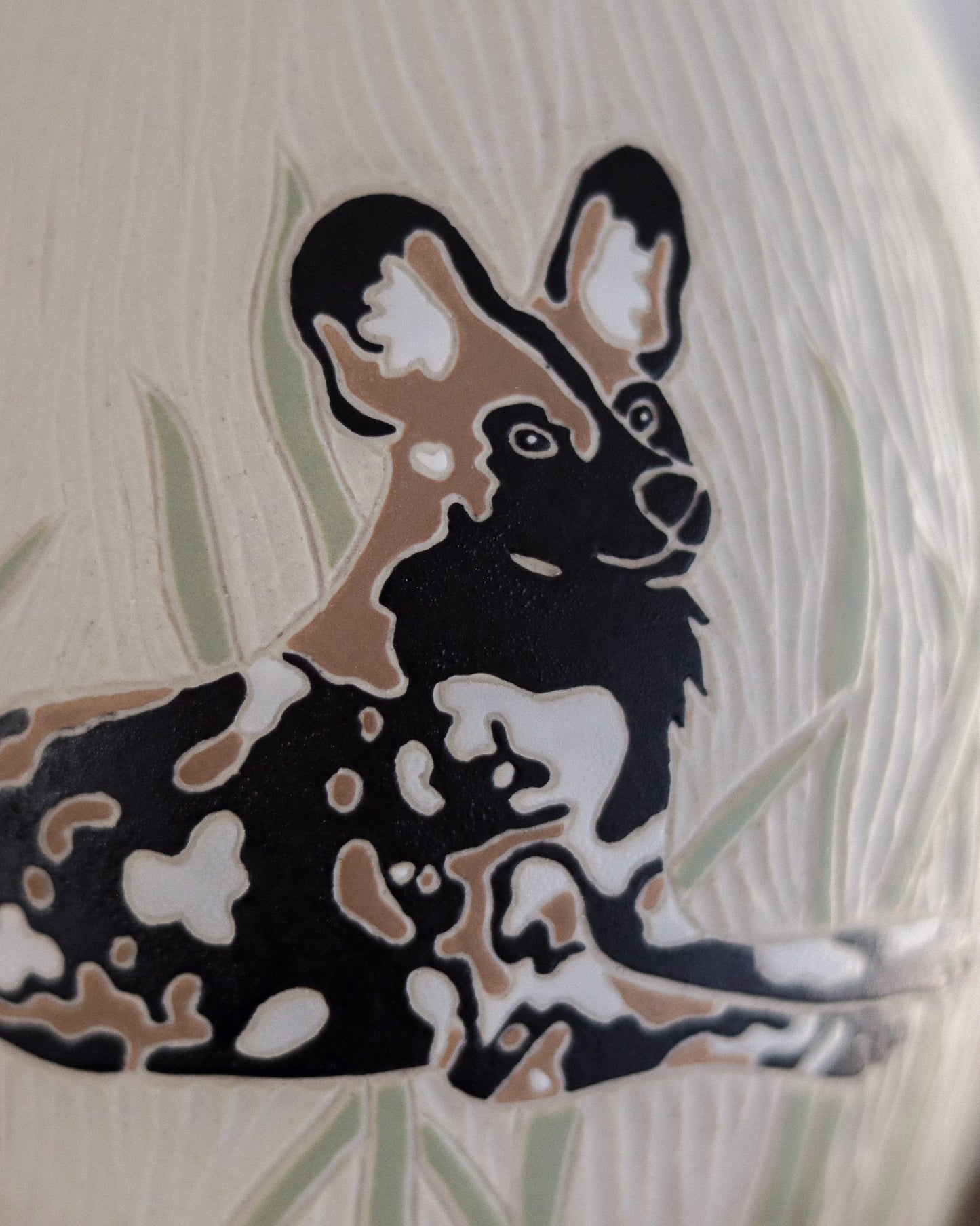African Wild Dogs & Grasslands Vase