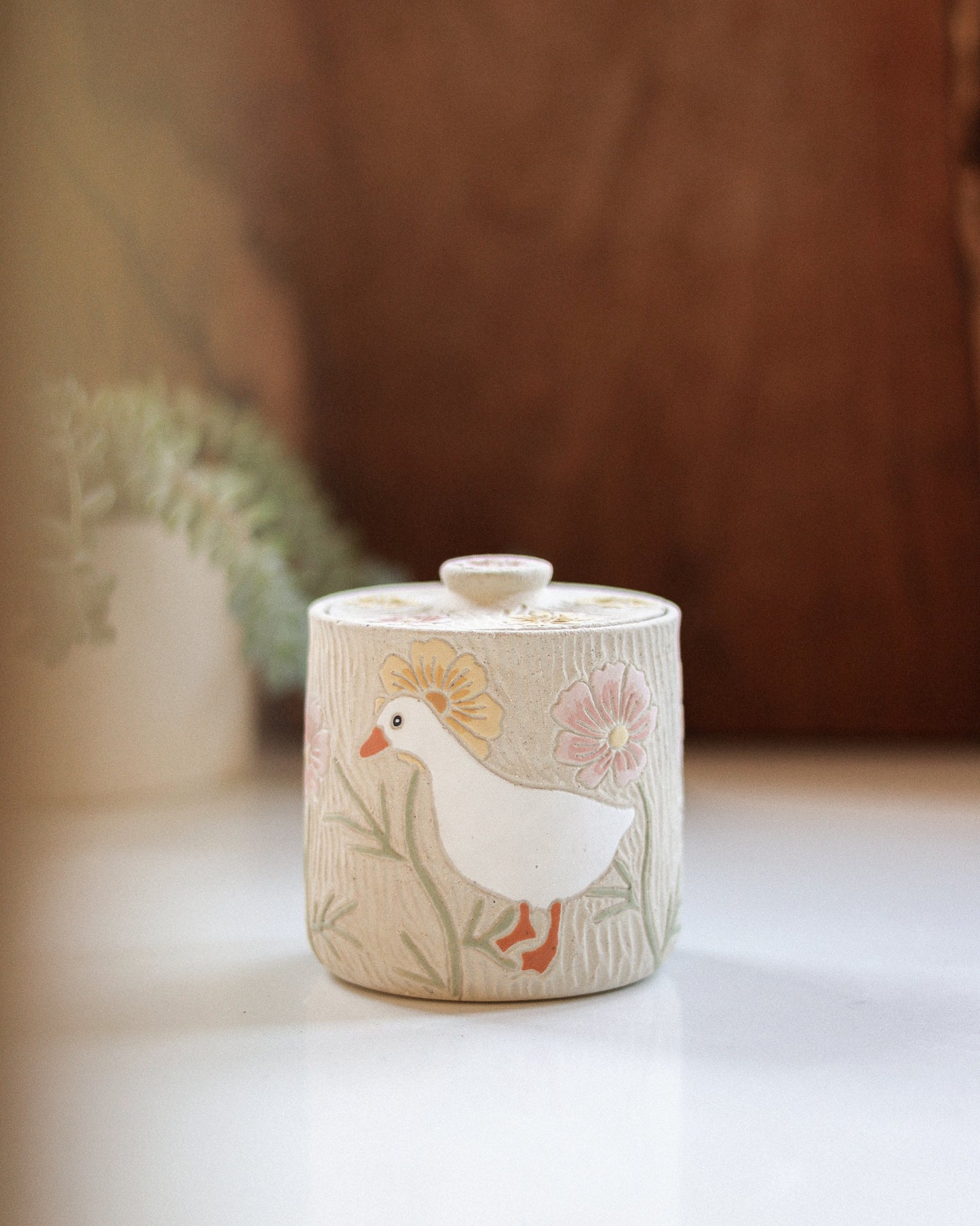 Ducks & Cosmos Salt Jar
