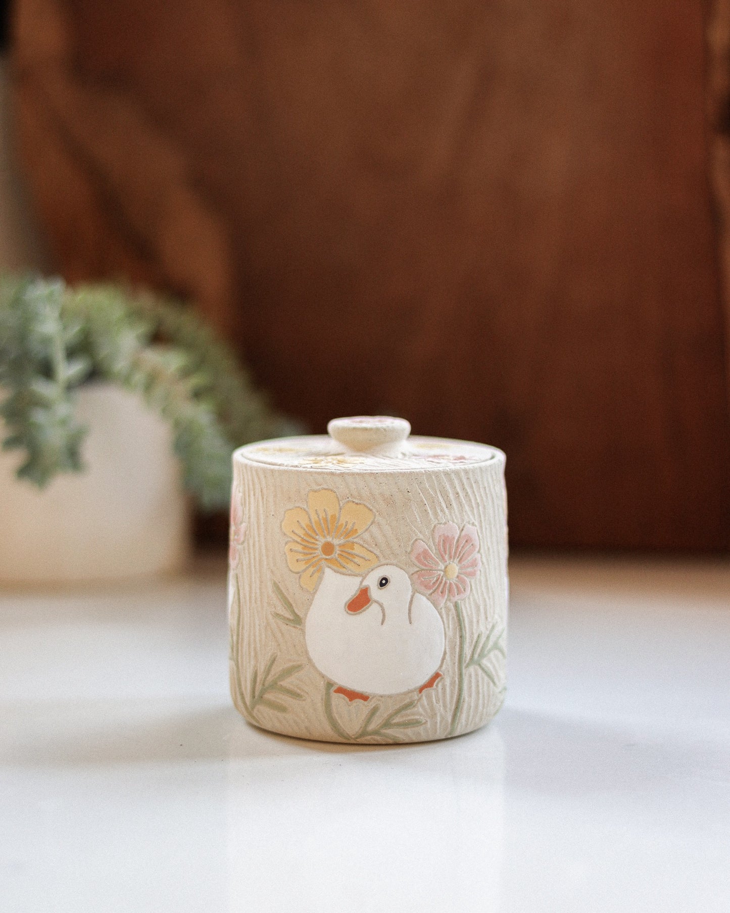 Ducks & Cosmos Salt Jar