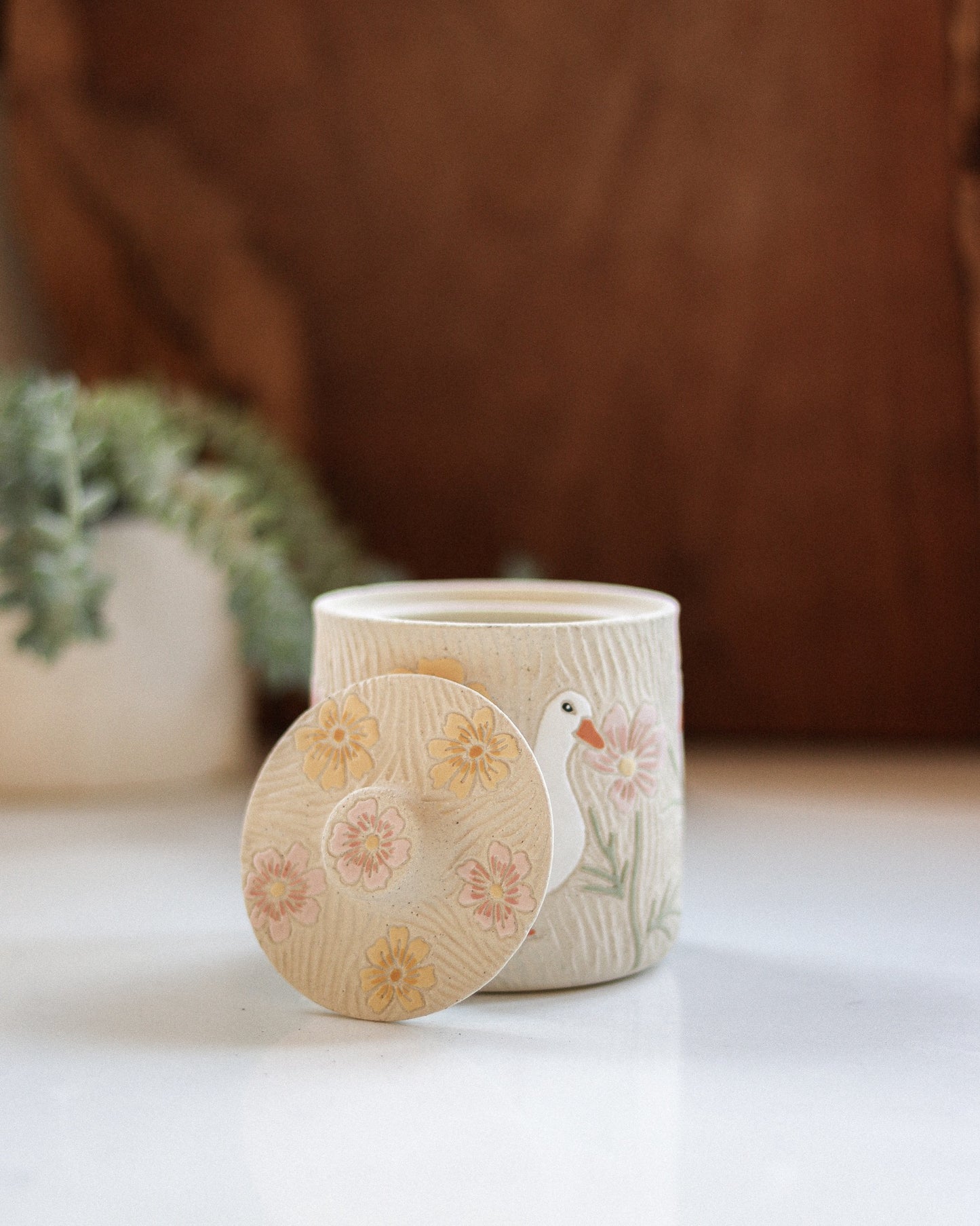 Ducks & Cosmos Salt Jar