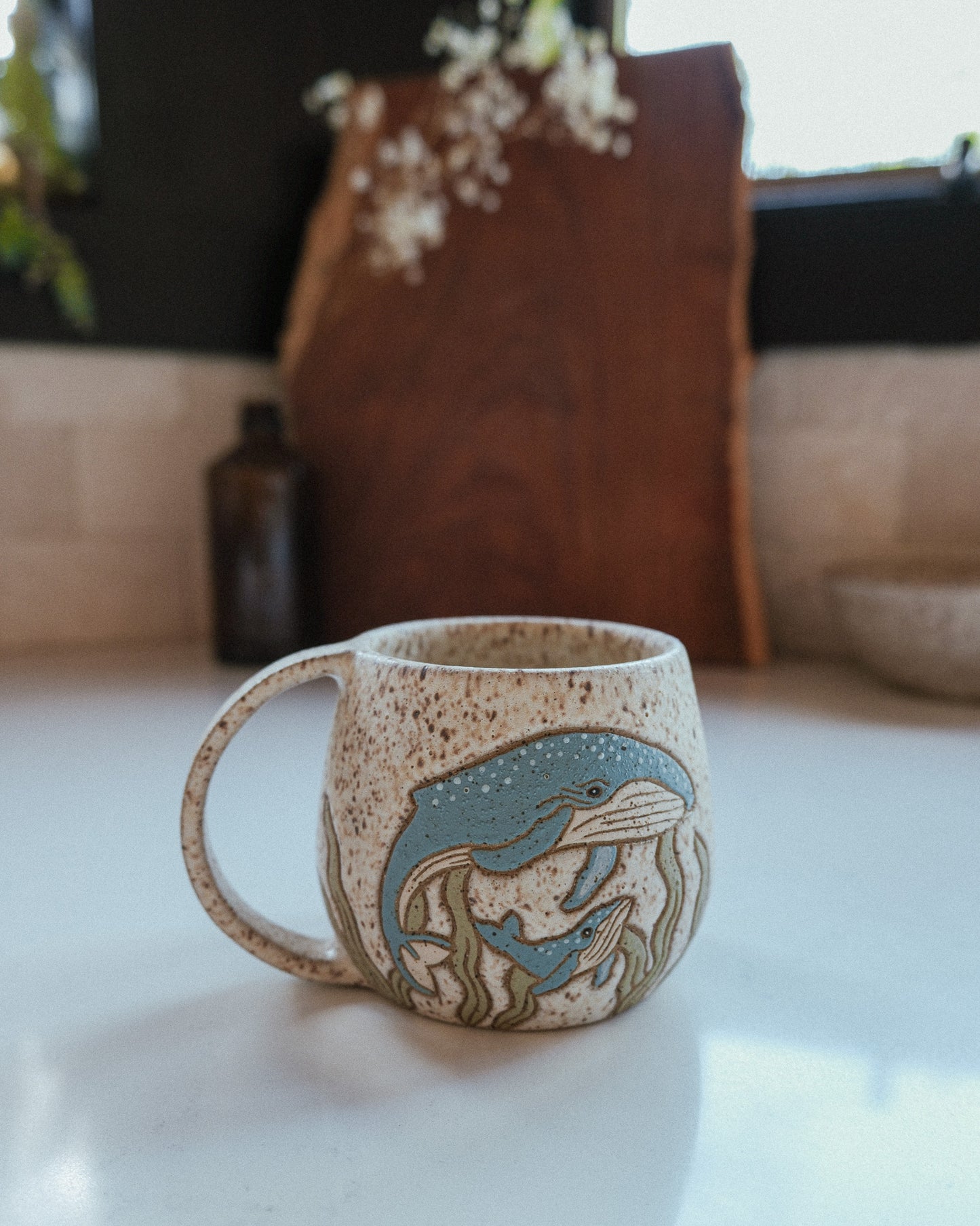 Whales Speckled Mug