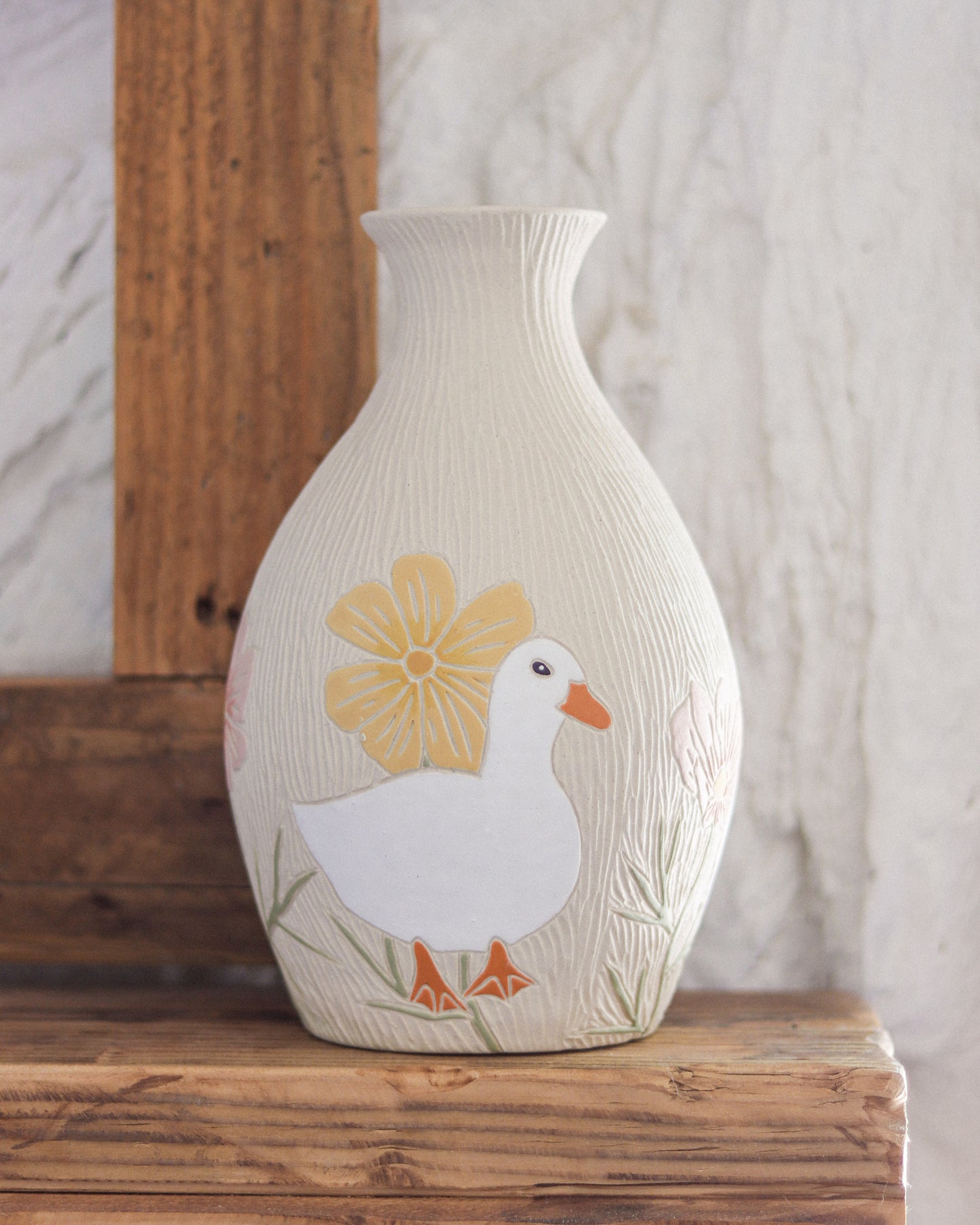 Ducks & Cosmos Vase