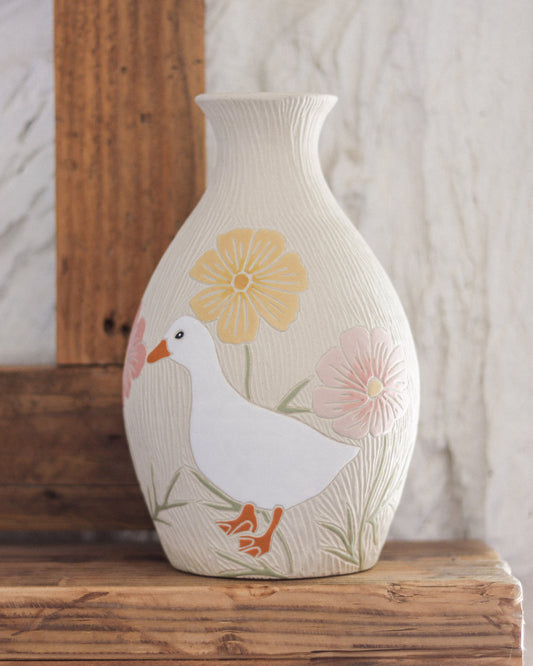 Ducks & Cosmos Vase