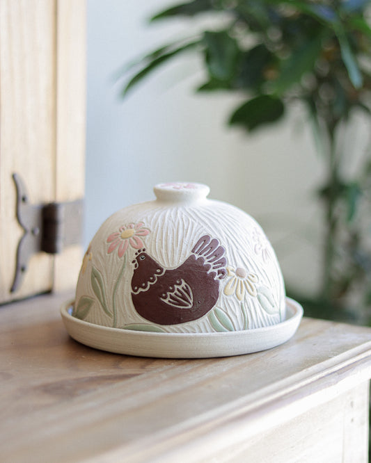 Chickens & Flowers Butter Dish #1