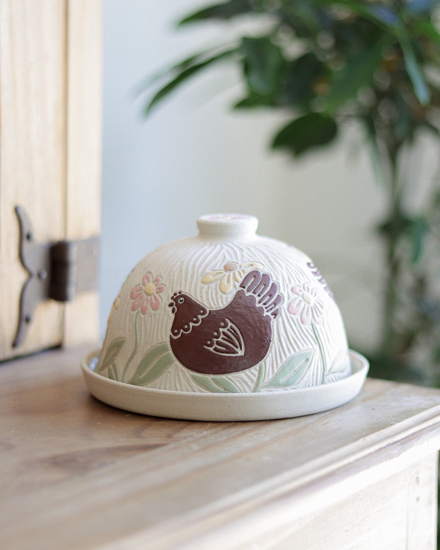 Chickens & Flowers Butter Dish #2