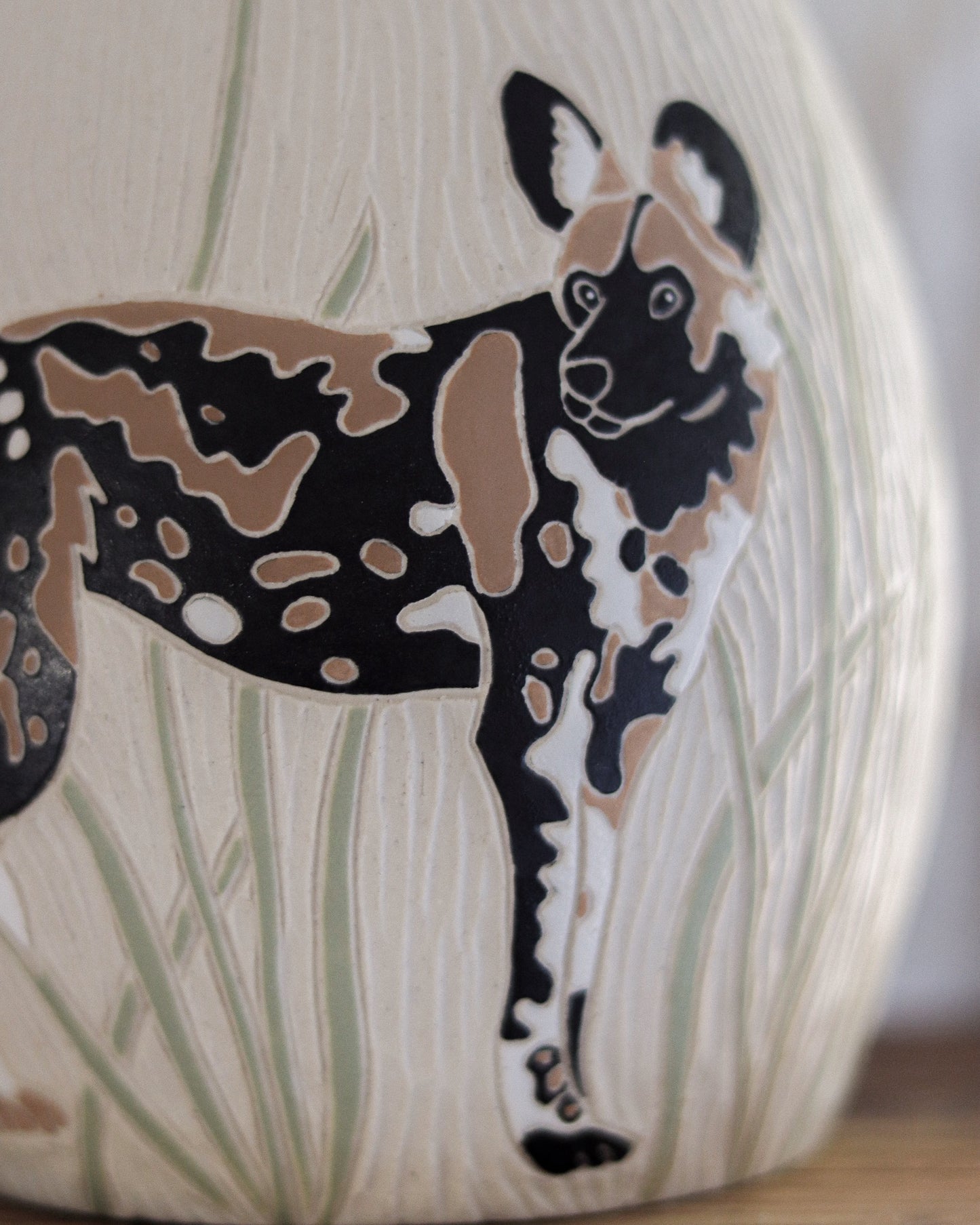 African Wild Dogs & Grasslands Vase