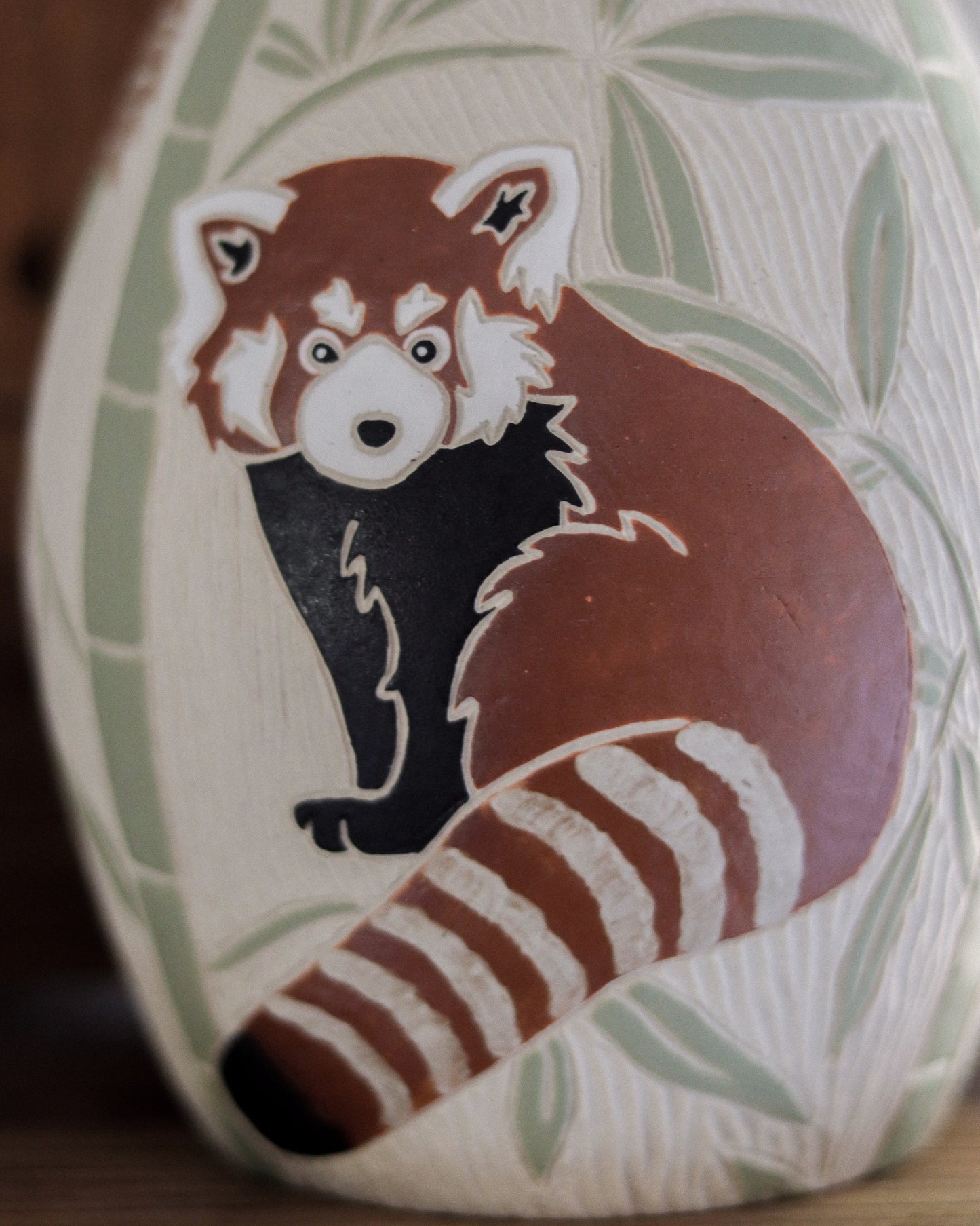 Red Panda & Bamboo Vase