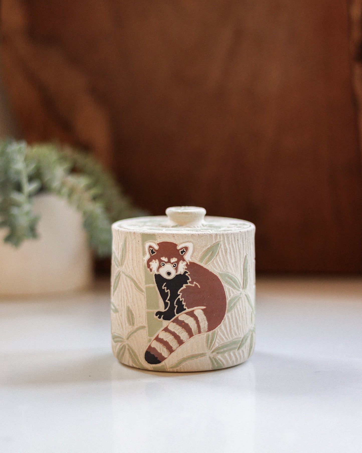 Red Panda & Bamboo Salt Jar