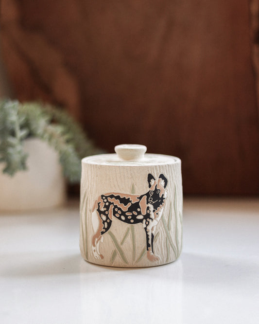 African Wild Dogs & Grasslands Salt Jar