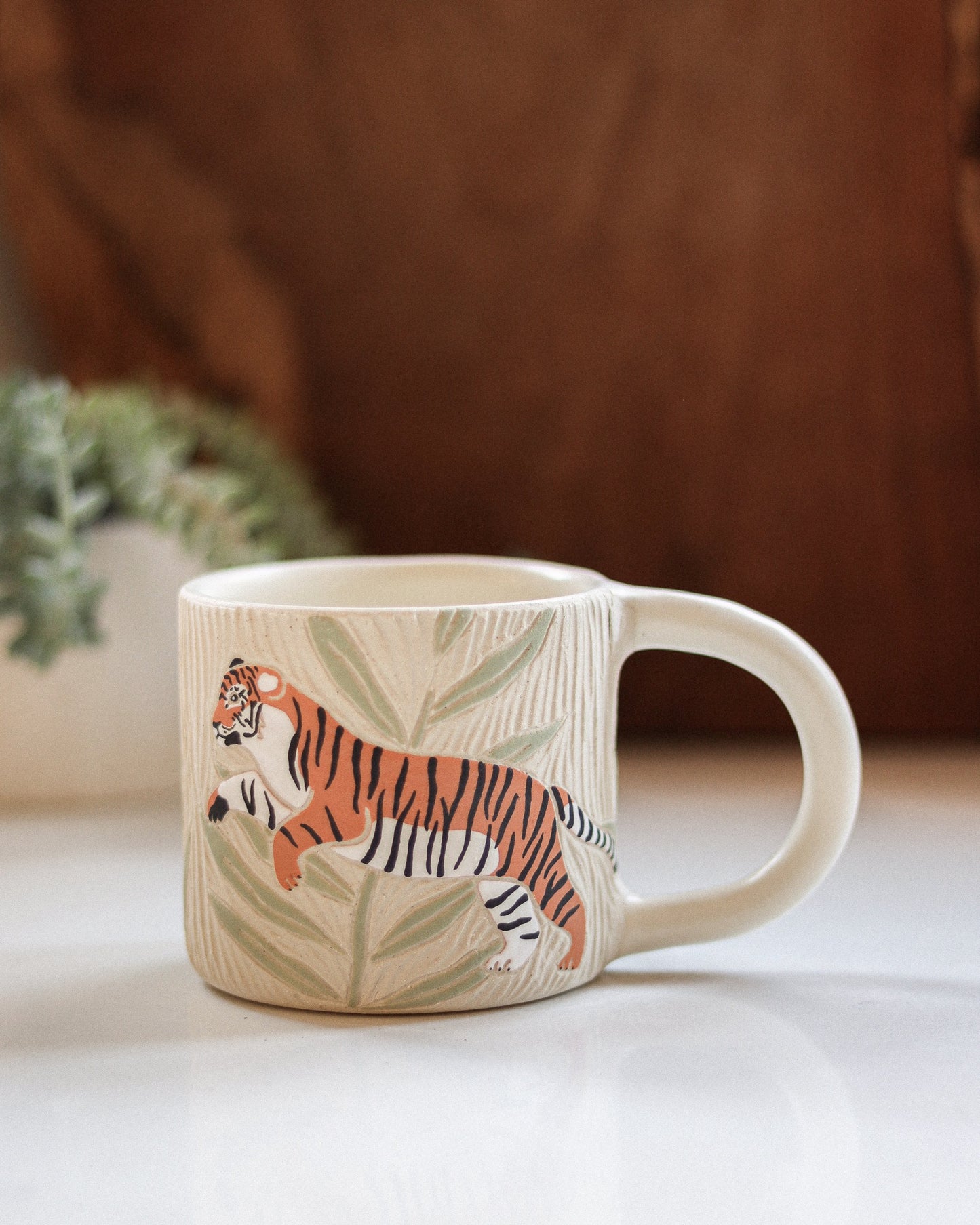 Tiger & Palm Leaves Mug