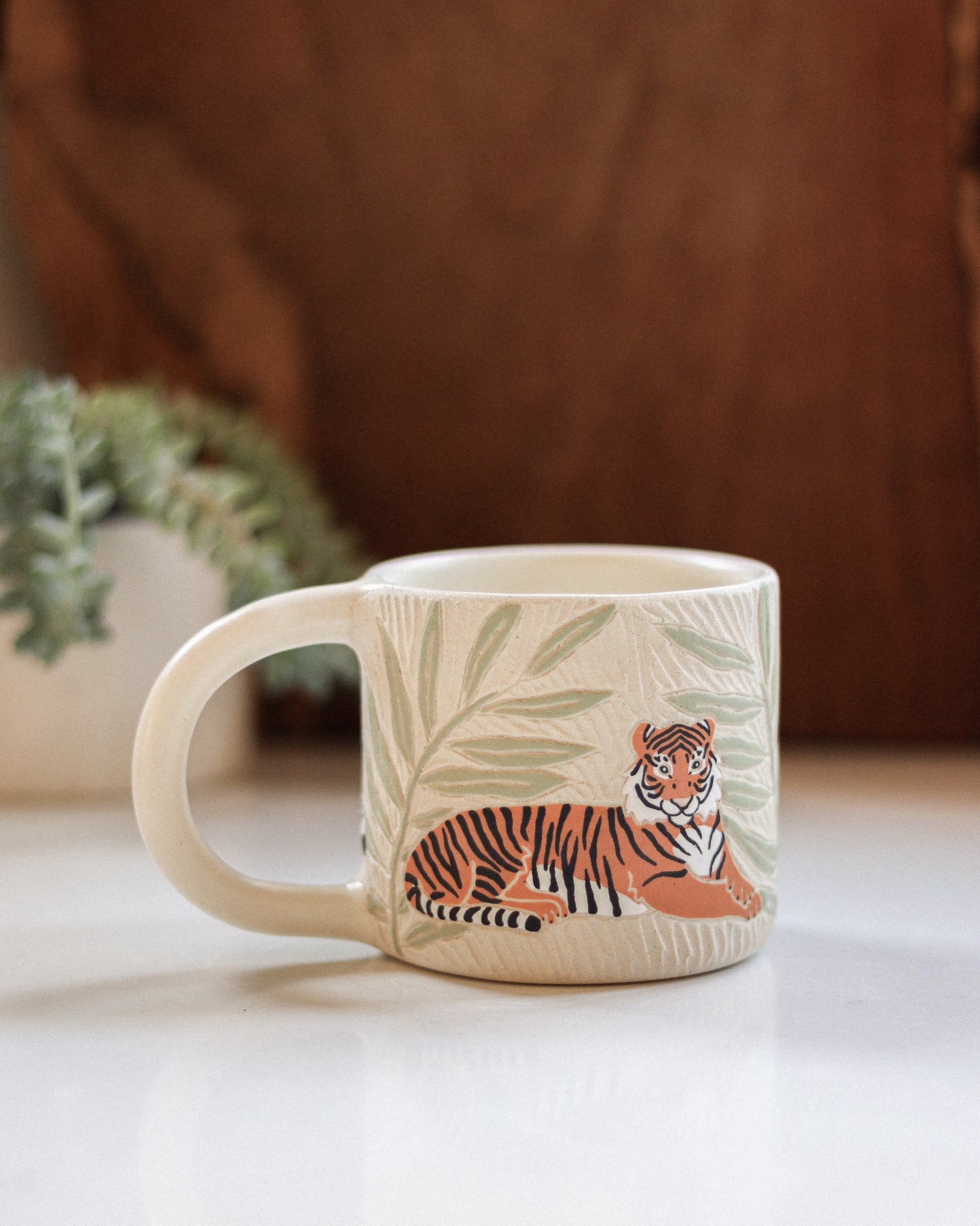 Tiger & Palm Leaves Mug