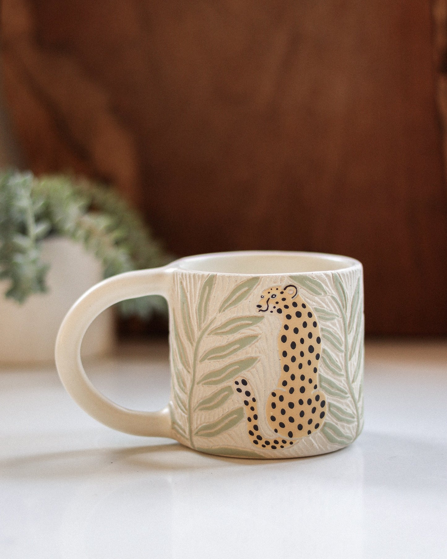 Cheetah & Palm Leaves Mug