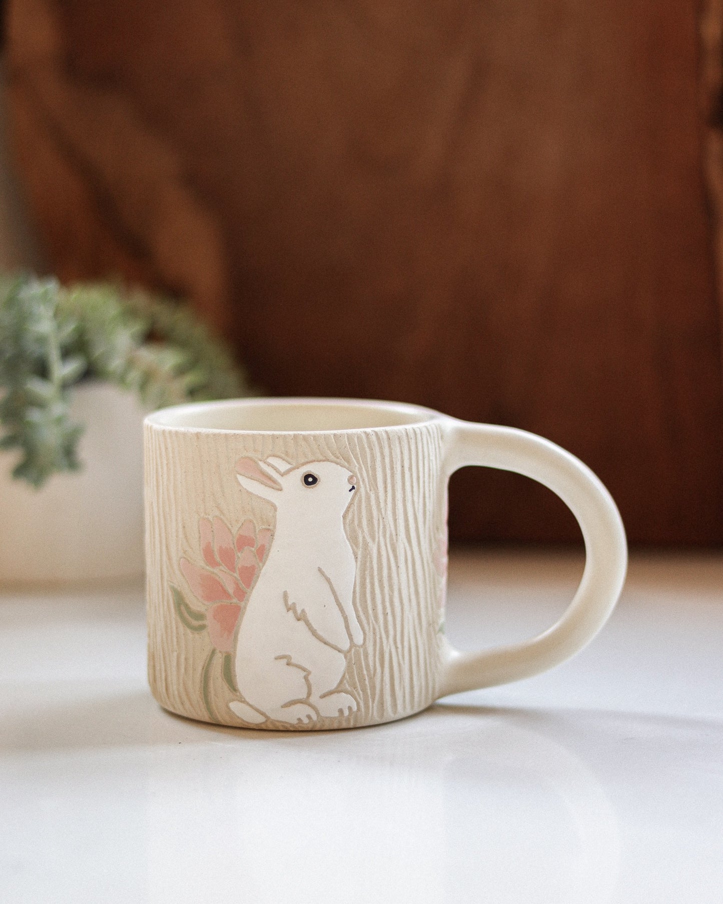 Rabbits & Peonies Mug