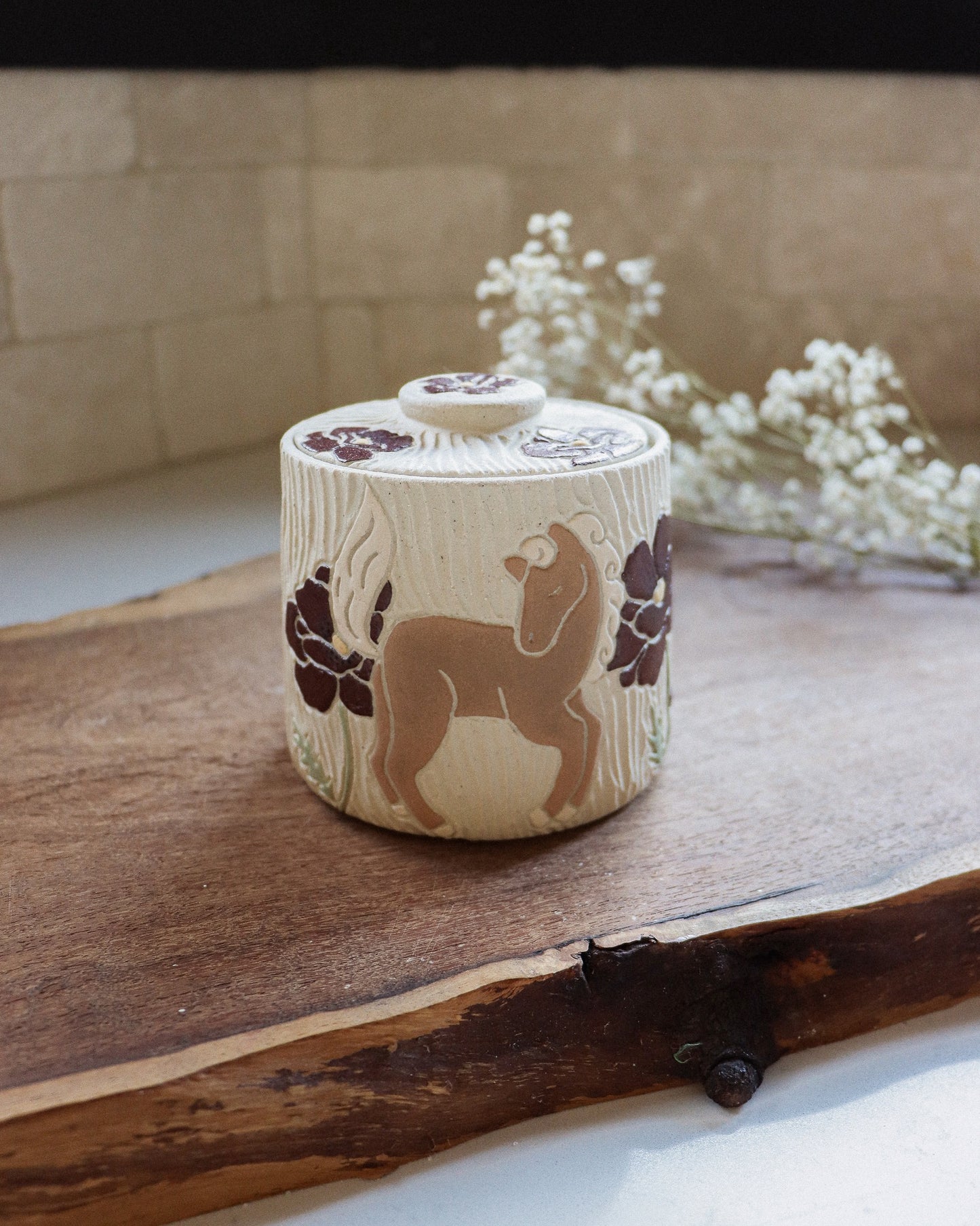 Horses & Poppies Salt Jar
