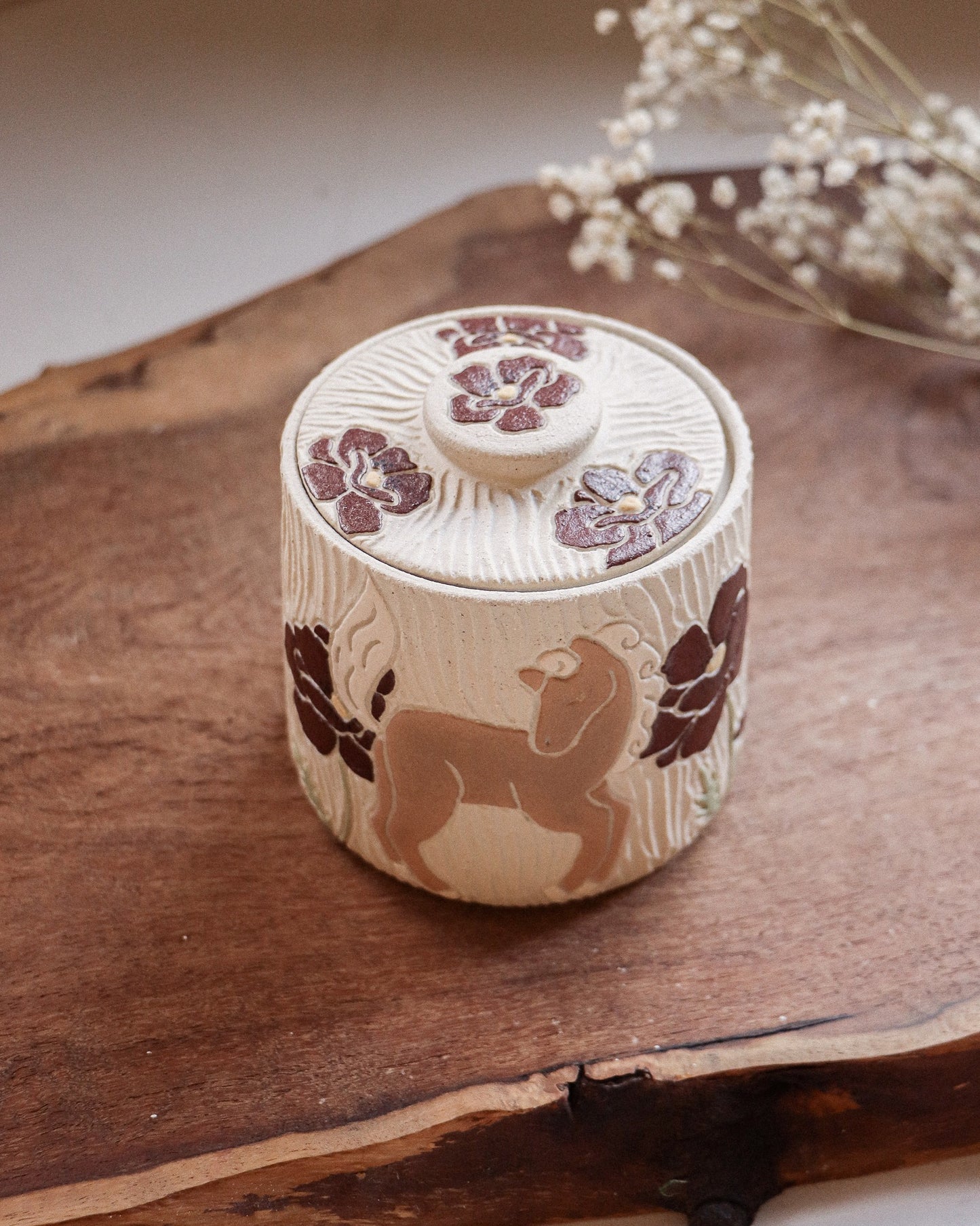 Horses & Poppies Salt Jar