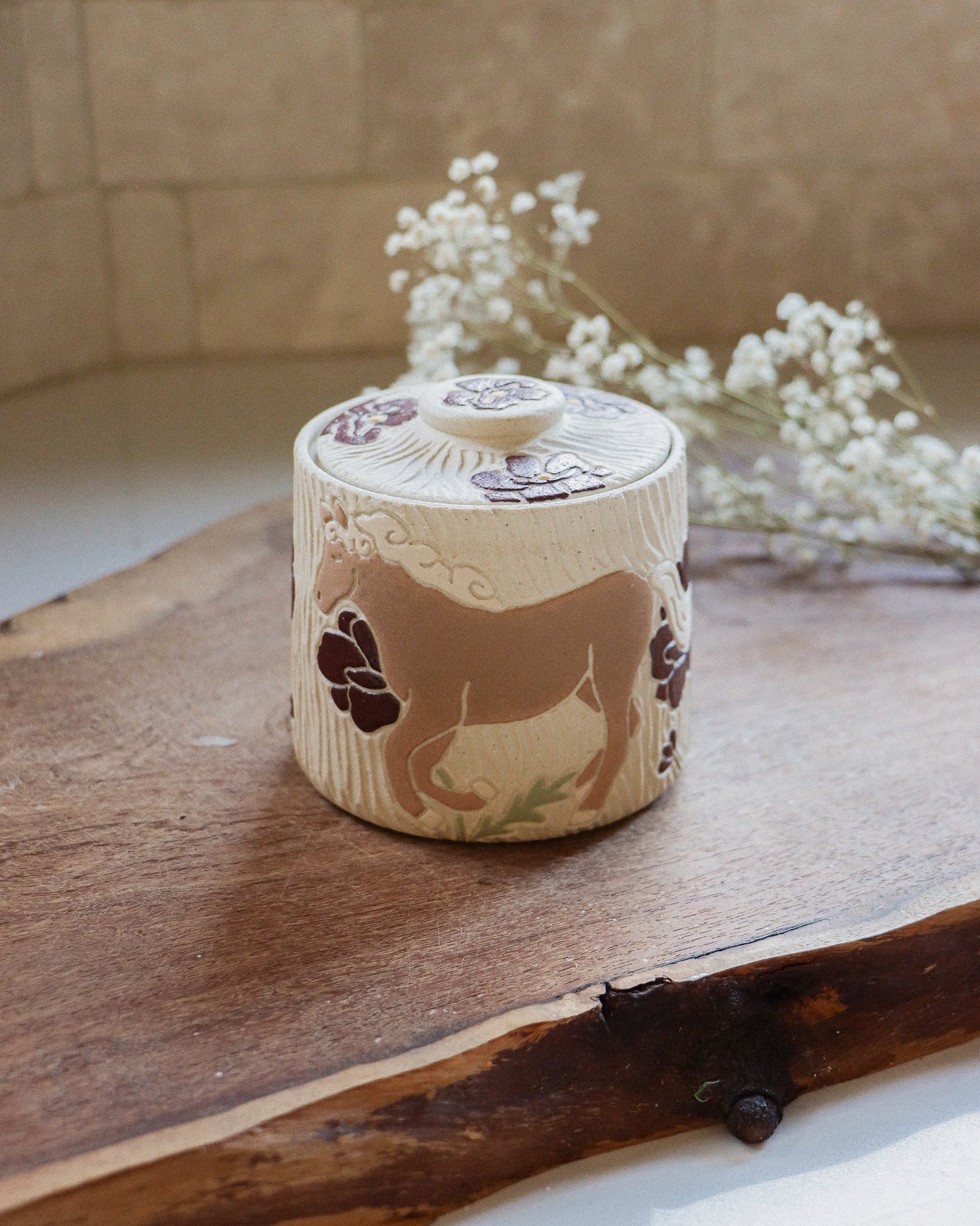 Horses & Poppies Salt Jar