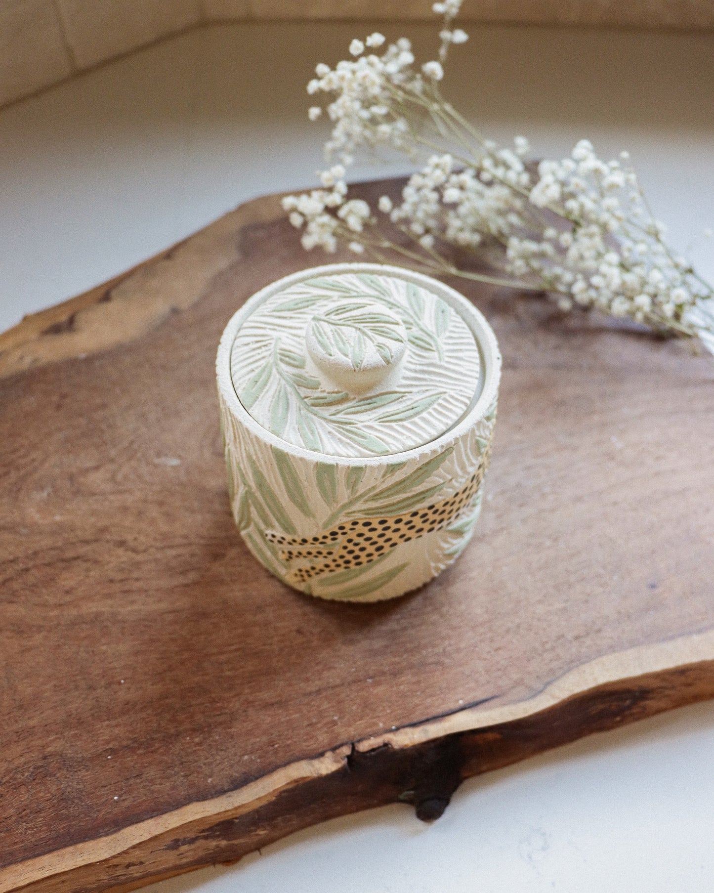 Cheetah & Palm Leaves Salt Jar