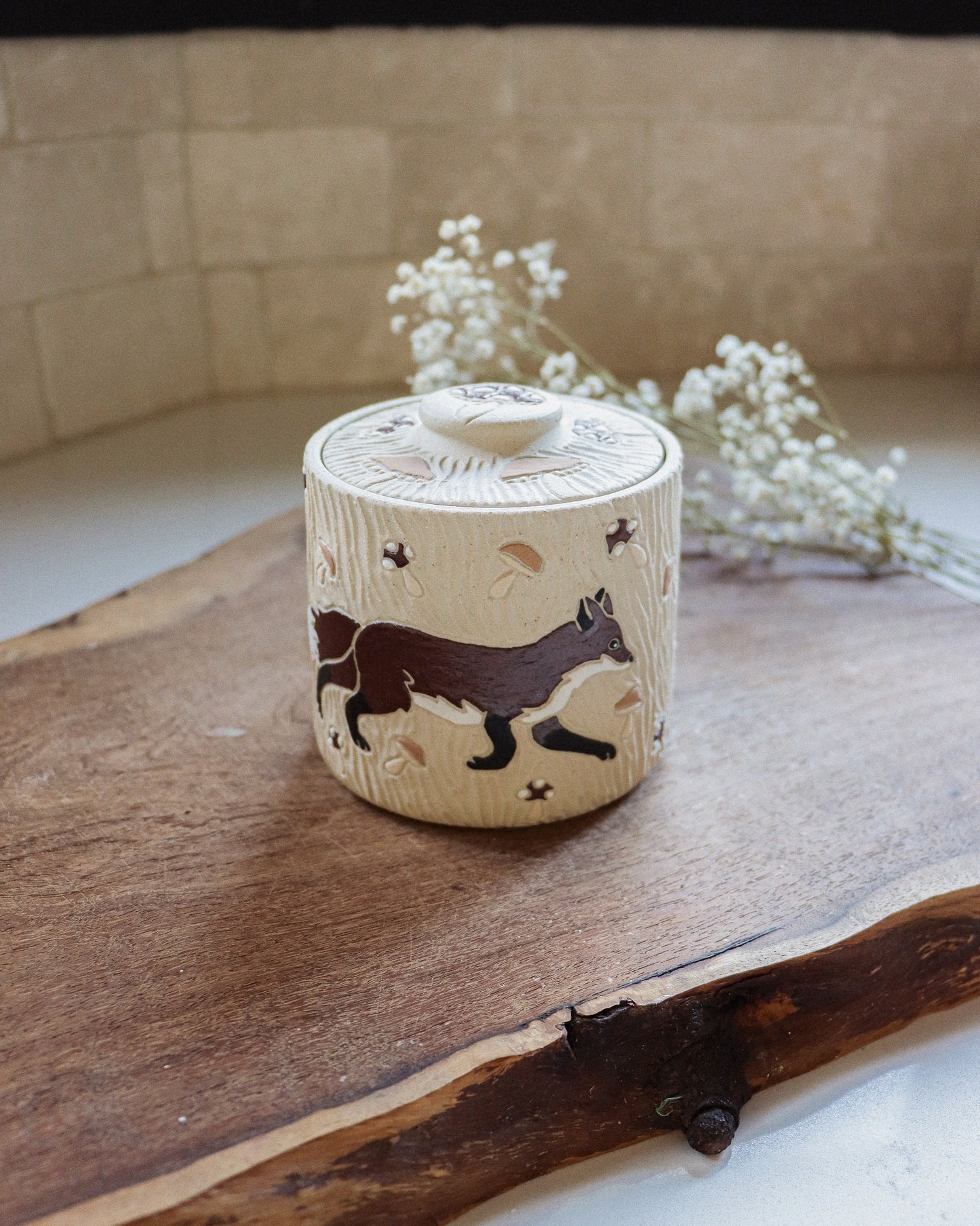 Foxes & Mushrooms Salt Jar
