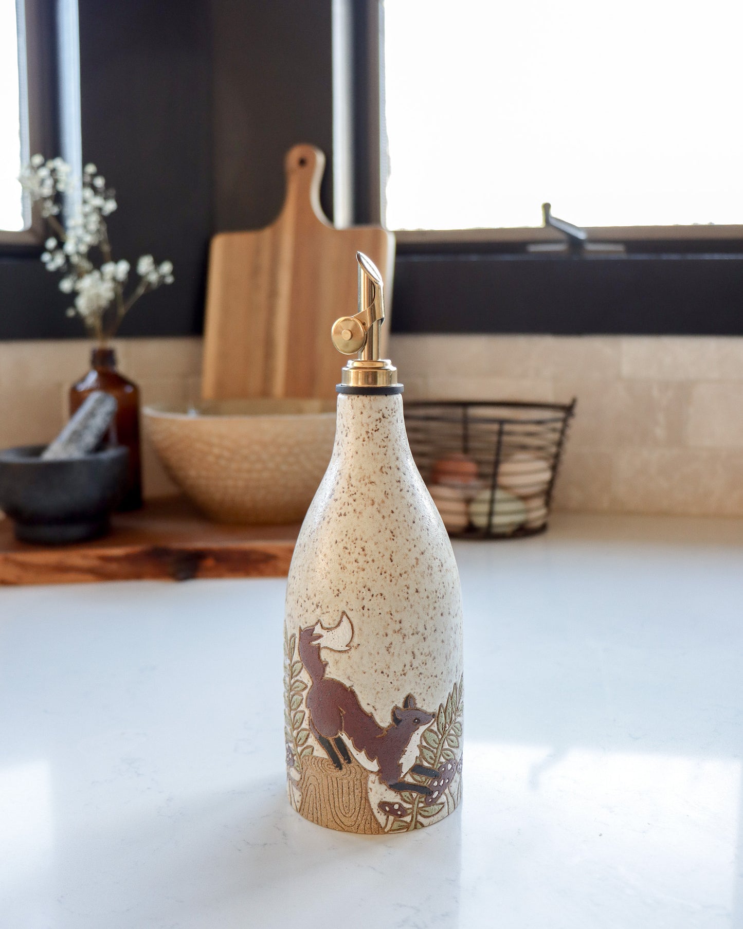 Foxes in the Forest Oil Cruet