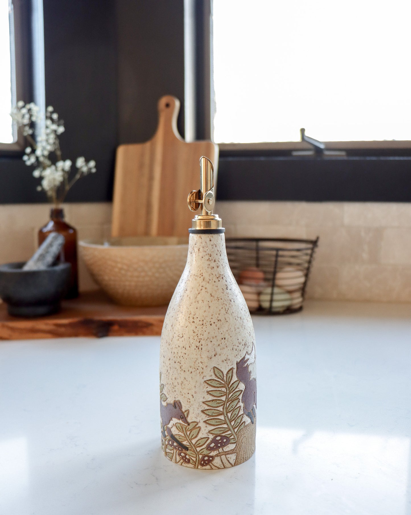 Foxes in the Forest Oil Cruet